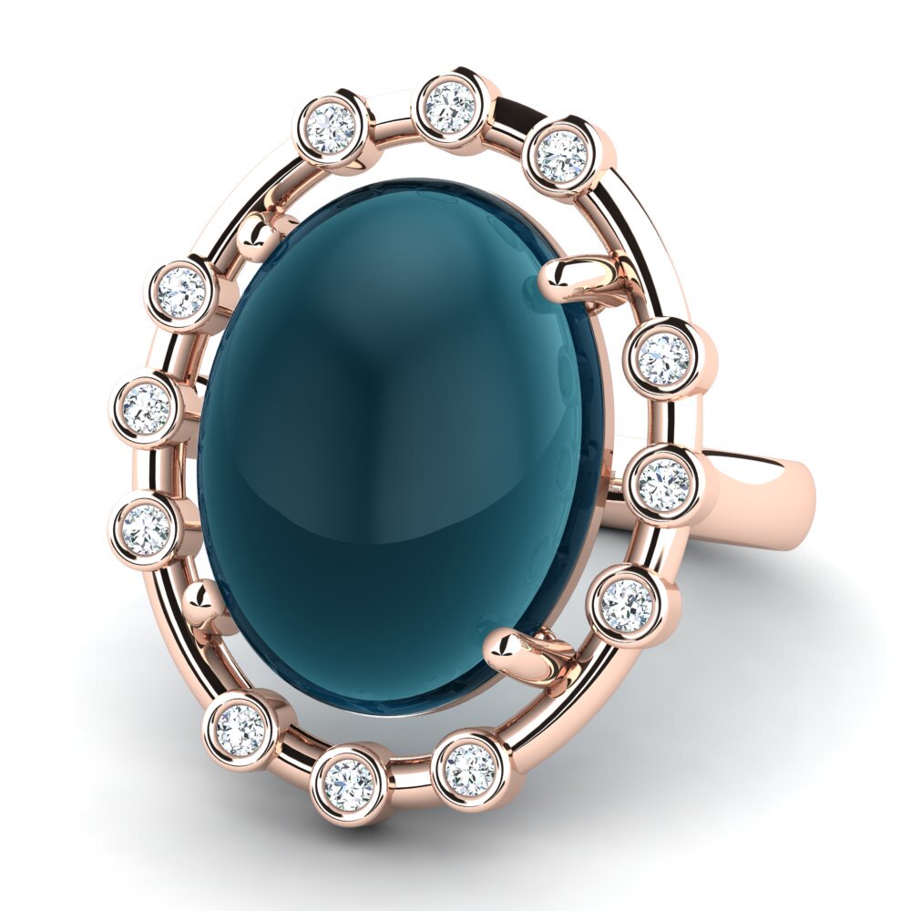 Topacio Azul Londres Cabujón Anillo Laurits