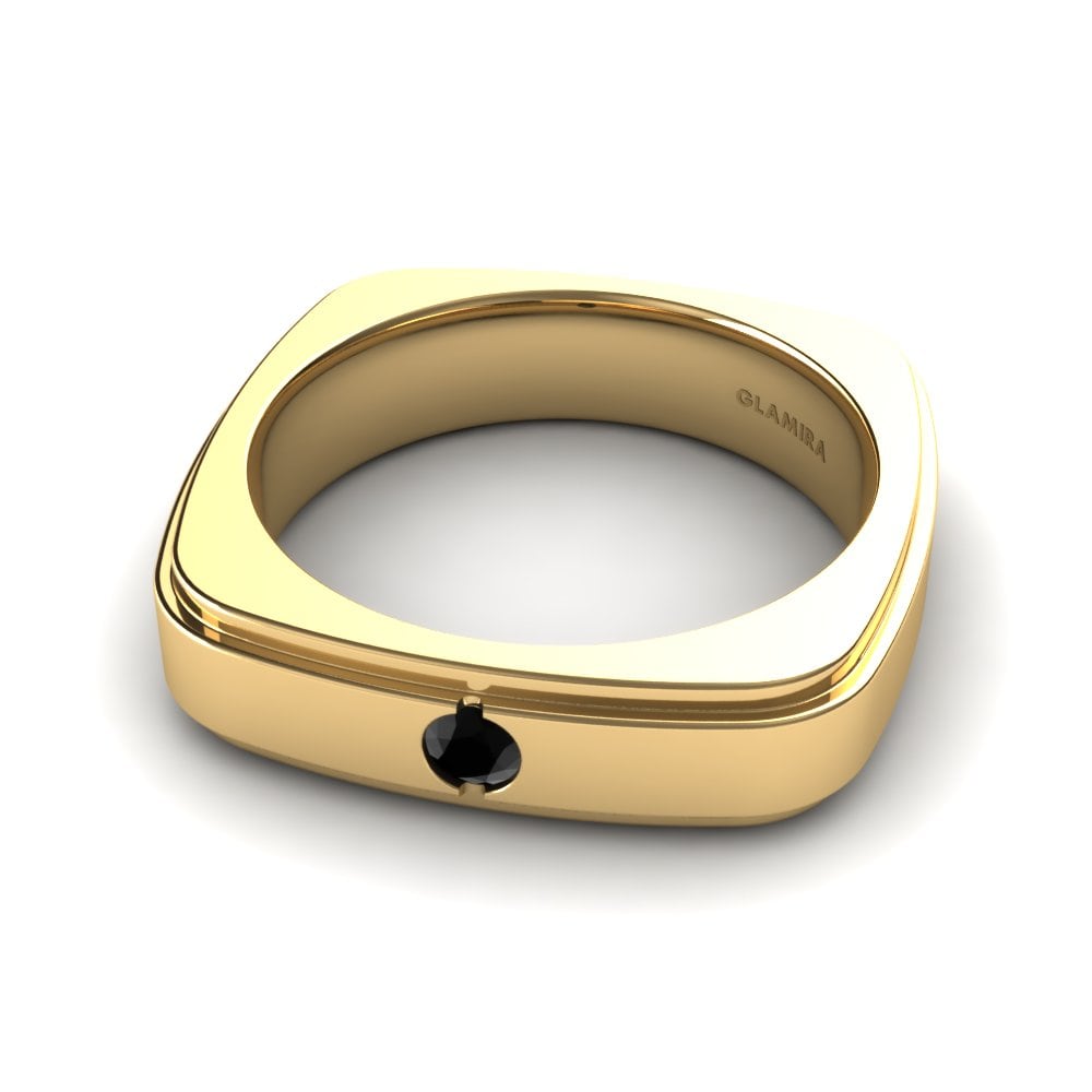 9ct Yellow Gold Black Sapphire Men's Ring Relaxing Voyage