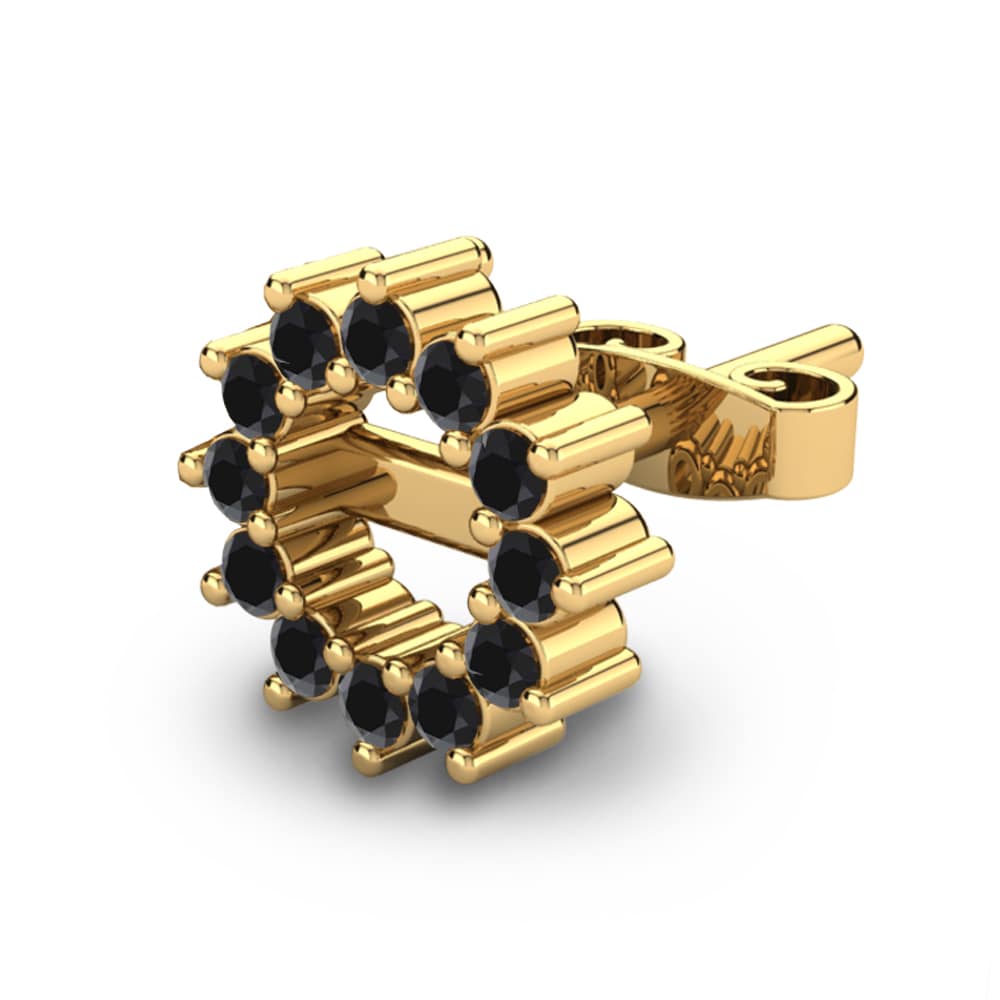 18k Oro Amarillo Diamante Negro Pendiente para hombre Arick