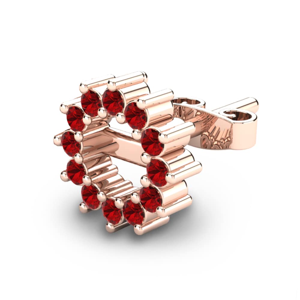 14k Oro Rosa Circonita Roja Pendiente para hombre Arick