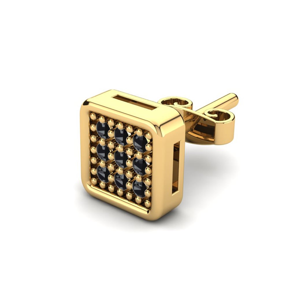 14k Oro Amarillo Ónix Negro Pendiente para hombre Athens
