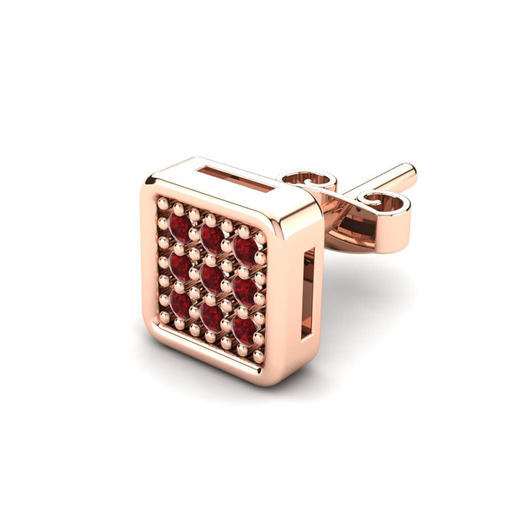 14k Oro Rosa Circonita Roja Pendiente para hombre Athens