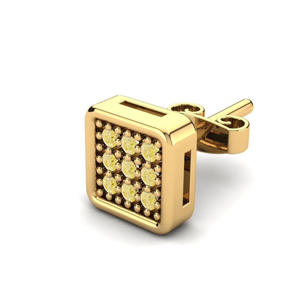 18k Oro Amarillo Diamante Amarillo Pendiente para hombre Athens