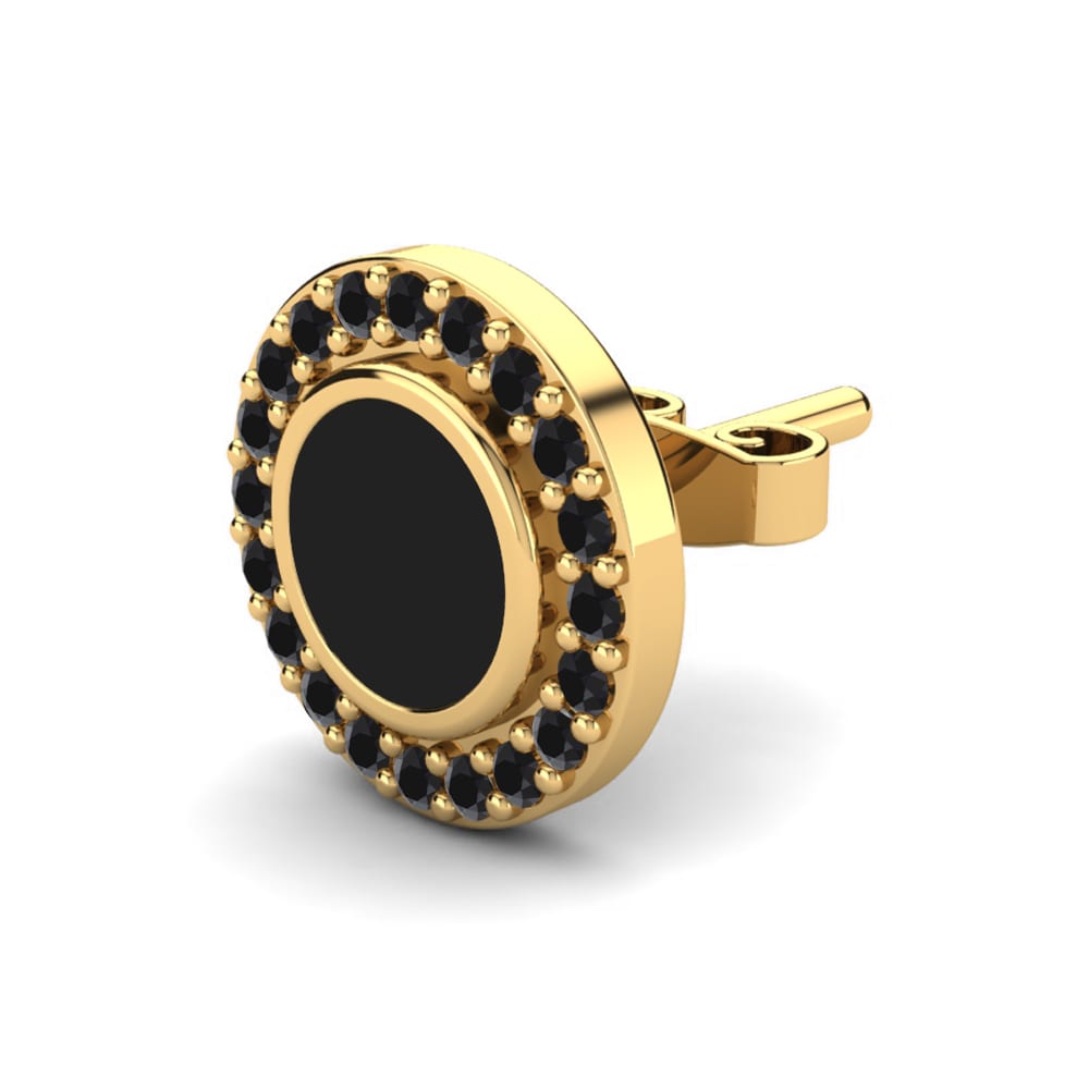 14k Oro Amarillo Ónix Negro Pendiente para hombre Bardoul