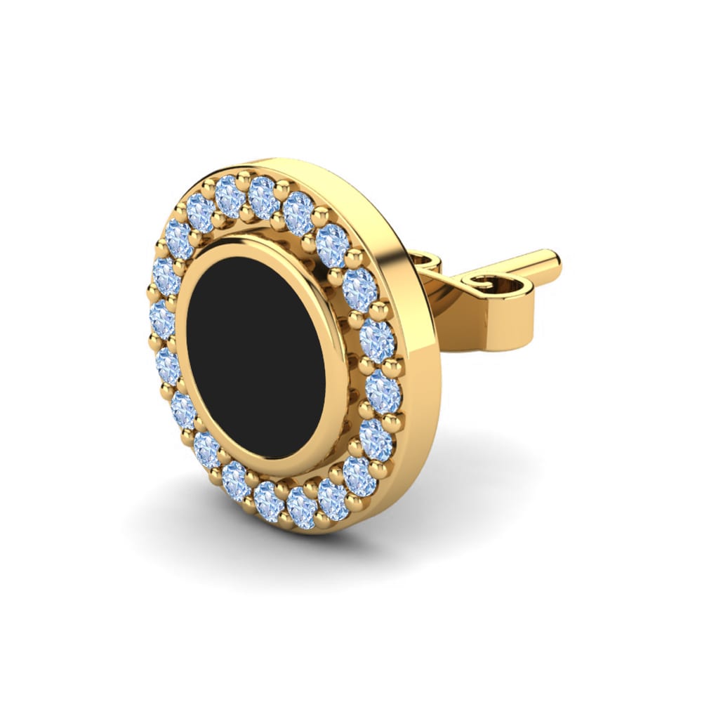 9k Oro Amarillo Diamante Azul Pendiente para hombre Bardoul