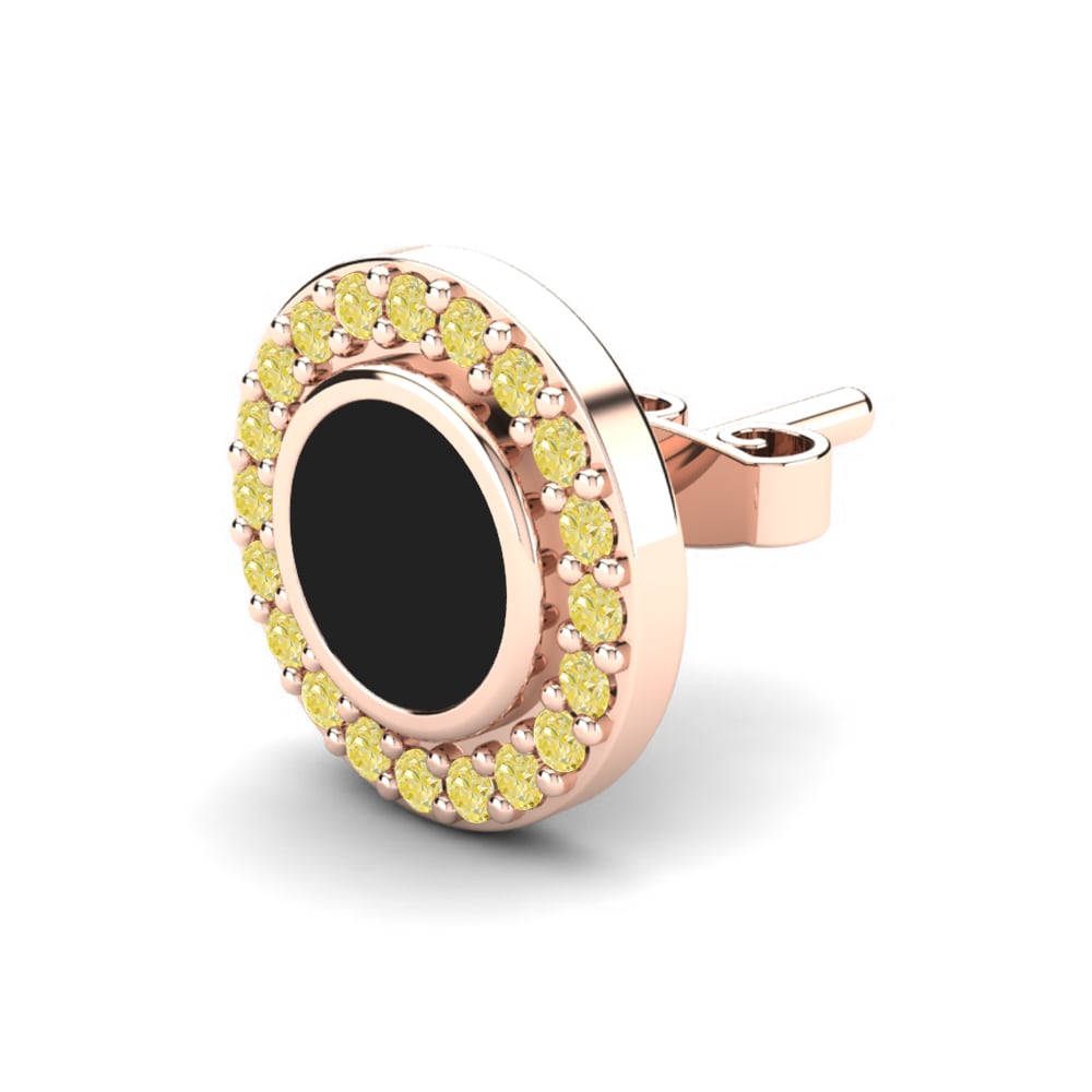 9ct Rose Gold Yellow Diamond Men's Earring Bardoul