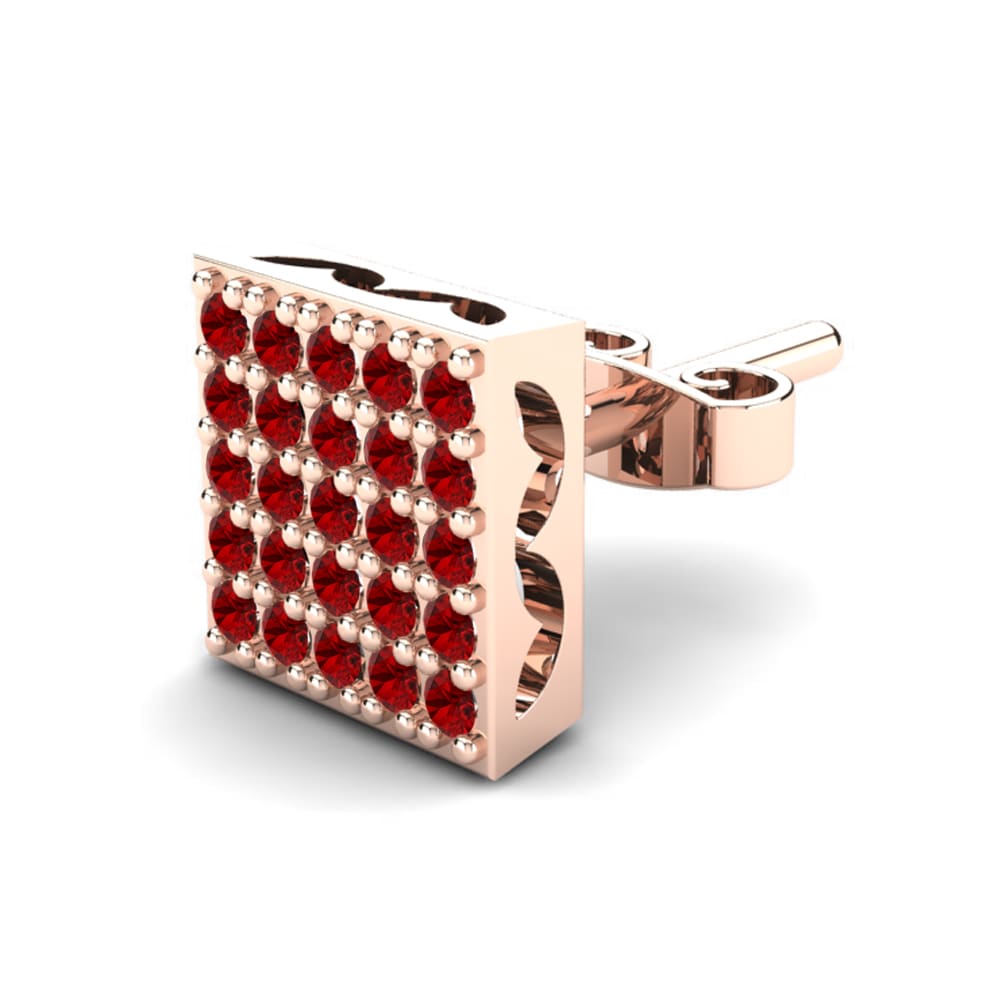 14K Rose Gold Ruby Men's Earring Barkana
