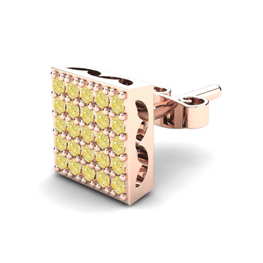 9ct Rose Gold Yellow Diamond Men's Earring Barkana