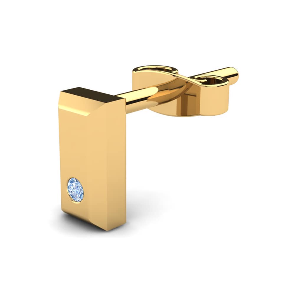 9k Oro Amarillo Diamante Azul Pendiente para hombre Botulf