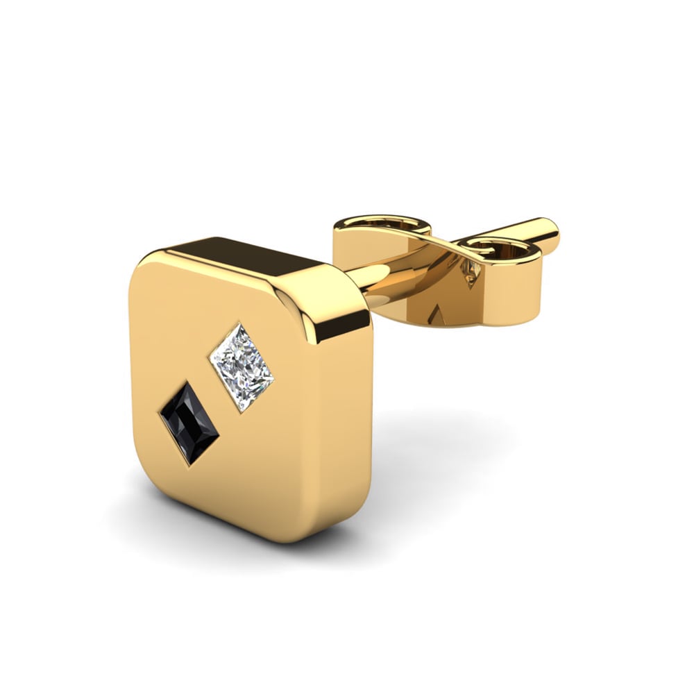 14k Oro Amarillo Ónix Negro Pendiente para hombre Braidon