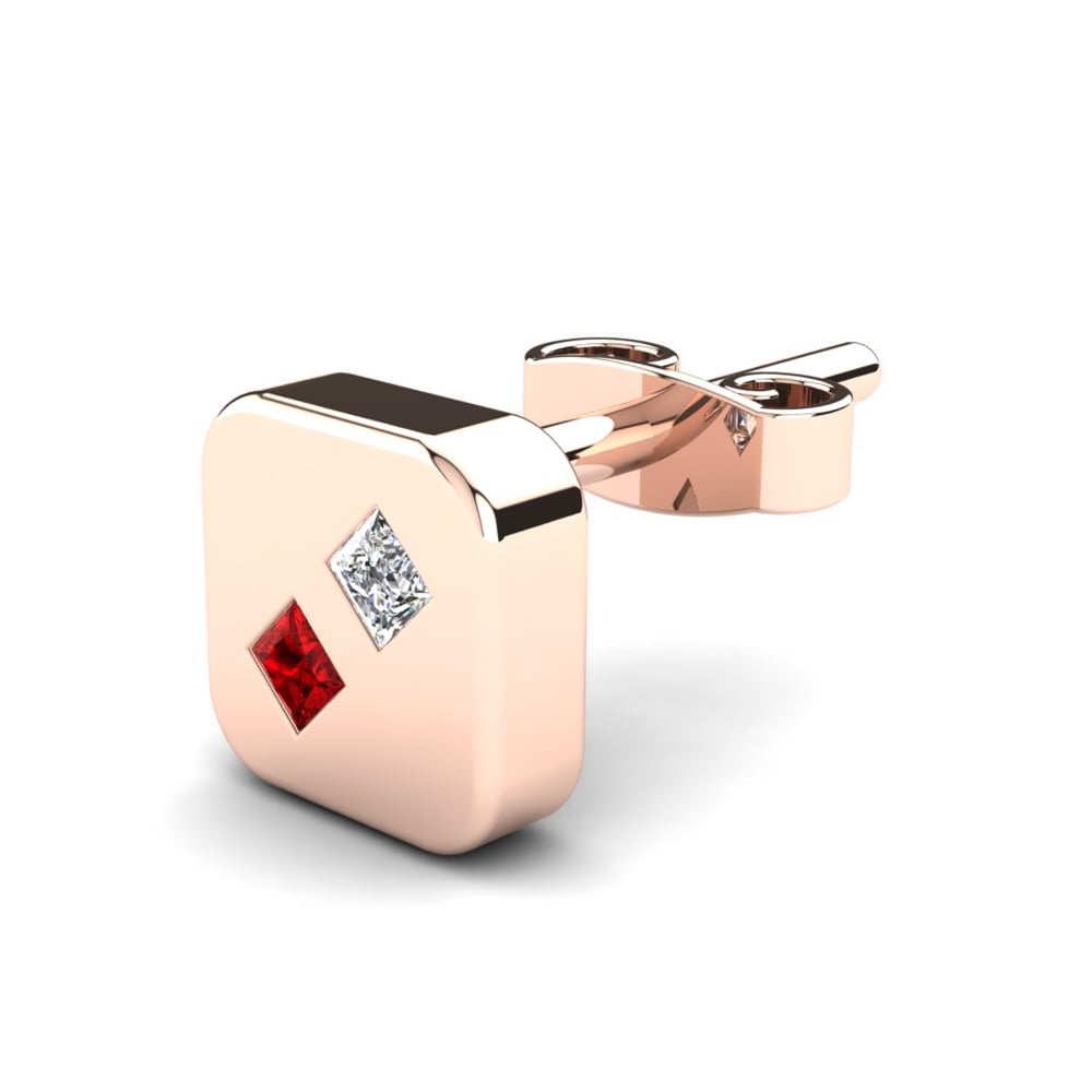 14K Rose Gold Ruby Men's Earring Braidon