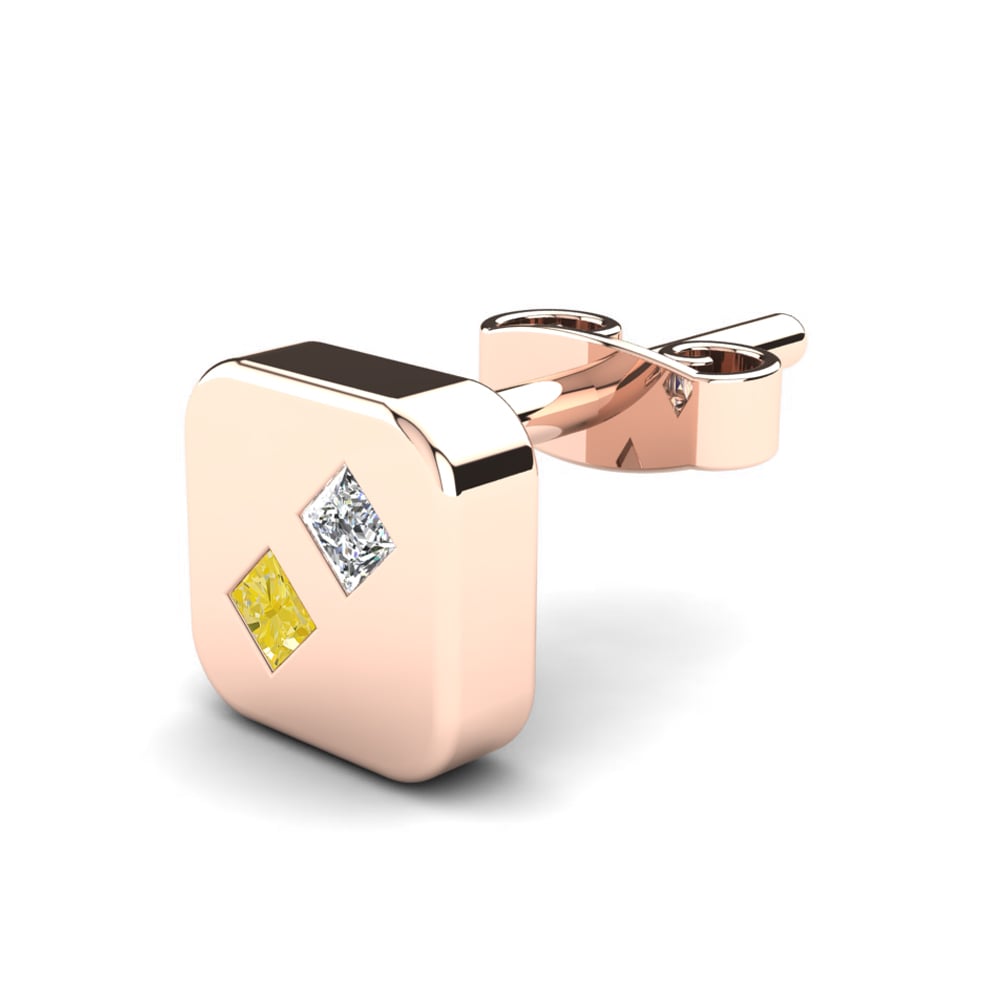 9ct Rose Gold Yellow Diamond Men's Earring Braidon