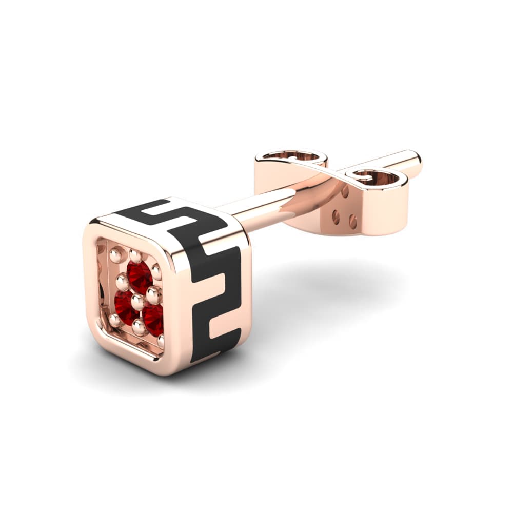 14k Oro Rosa Circonita Roja Pendiente para hombre Britton