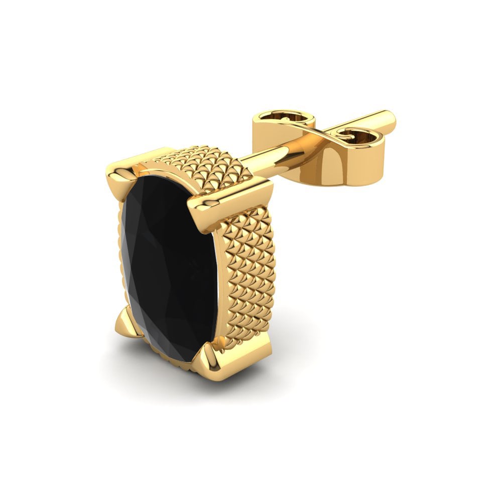 18k Oro Amarillo Diamante Negro Pendiente para hombre Burgard