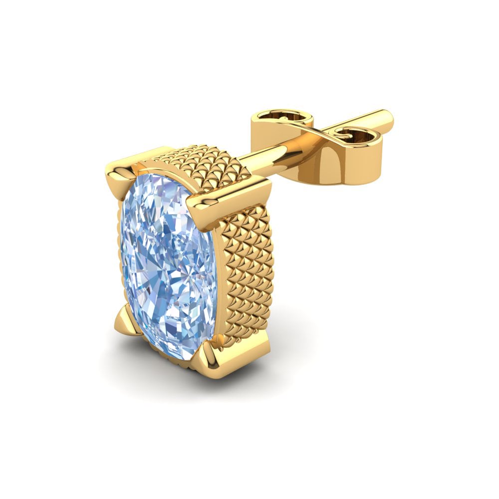 9k Oro Amarillo Diamante Azul Pendiente para hombre Burgard