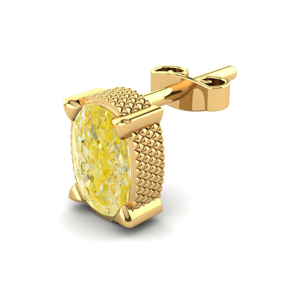 18k Oro Amarillo Diamante Amarillo Pendiente para hombre Burgard