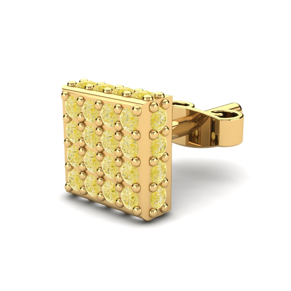 18k Oro Amarillo Diamante Amarillo Pendiente para hombre Durango
