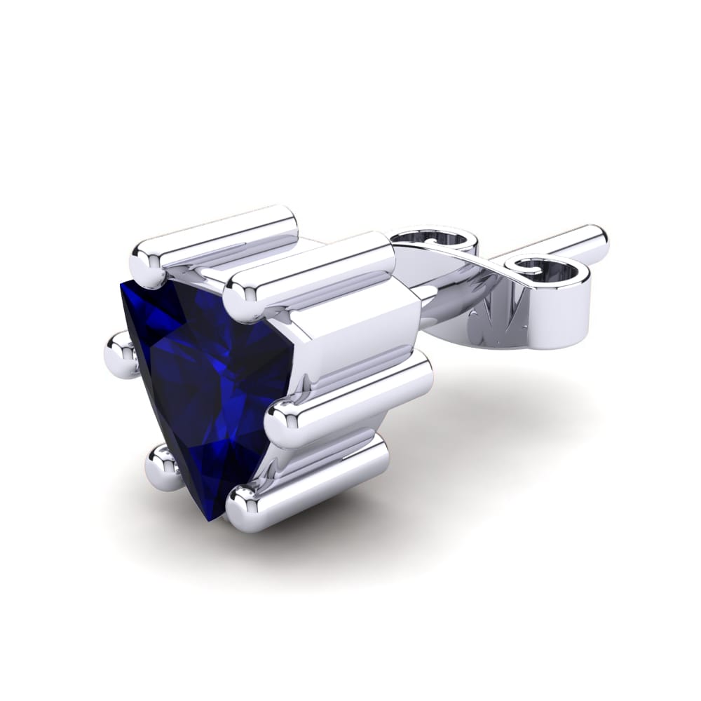 14k Oro Blanco Zafiro Pendiente para hombre Emperor