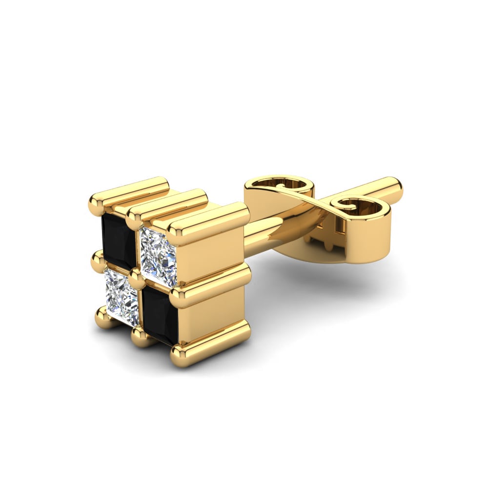 14k Oro Amarillo Ónix Negro Pendiente para hombre Inskren