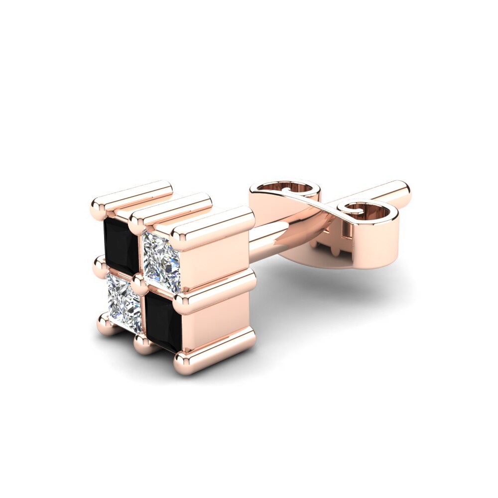 14k Oro Rosa Zafiro negro Pendiente para hombre Inskren