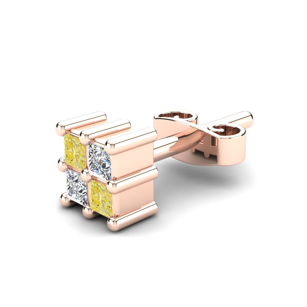 9ct Rose Gold Yellow Diamond Men's Earring Inskren
