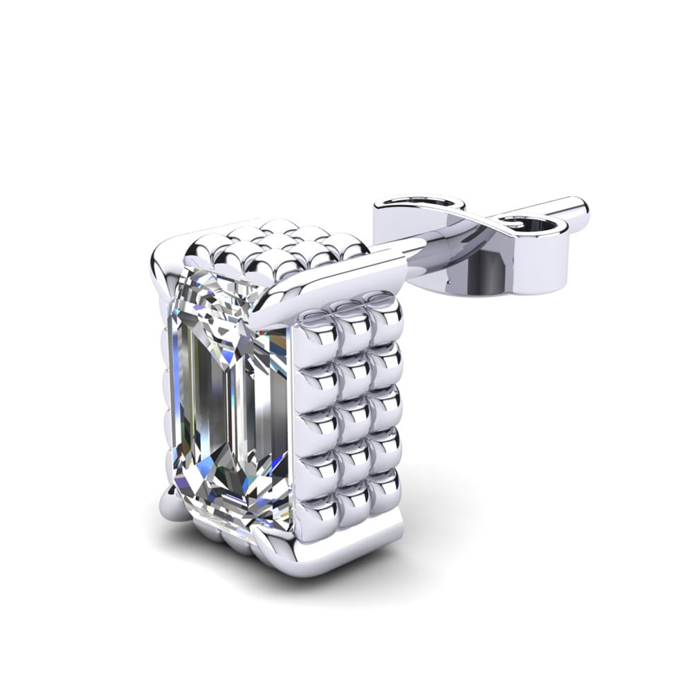 9ct White Gold Moissanite Men's Earring Ivan