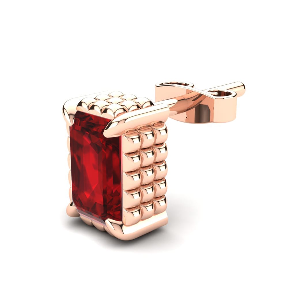 14K Rose Gold Ruby Men's Earring Ivan