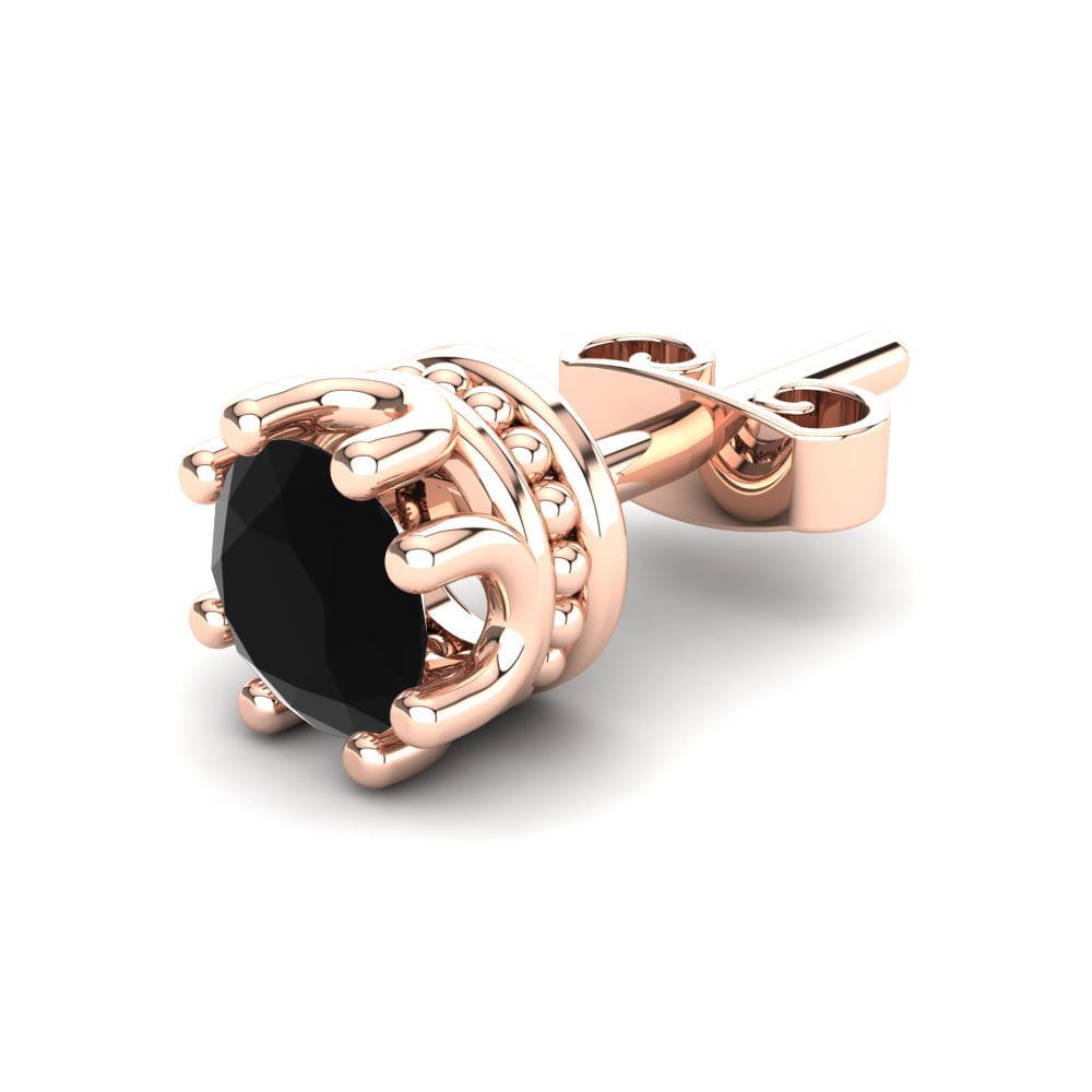 14k Oro Rosa Zafiro negro Pendiente para hombre Kmetov