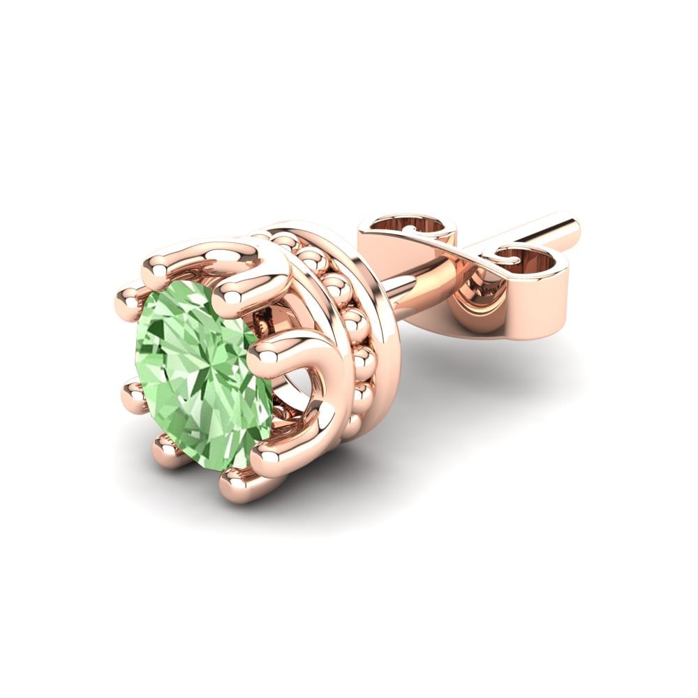 14ct Rose Gold Green Diamond Men's Earring Kmetov
