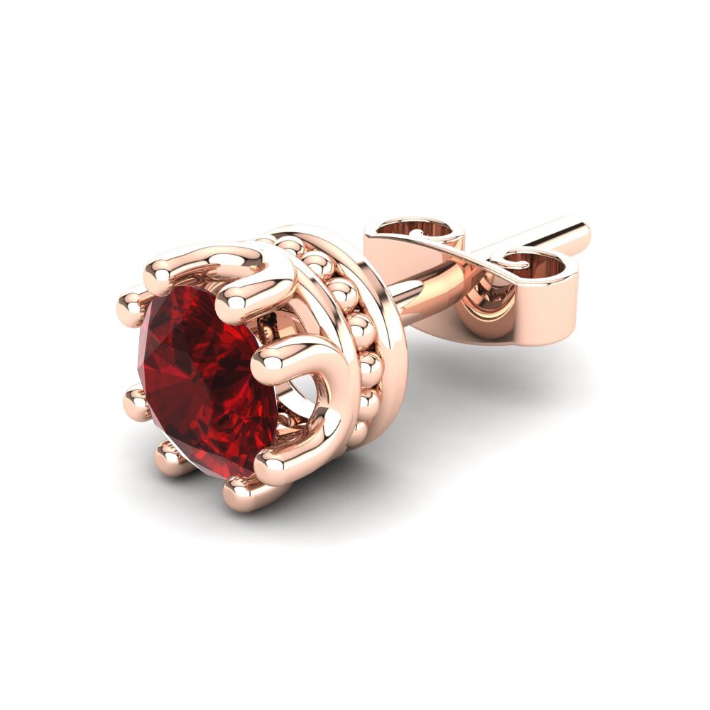 14k Oro Rosa Circonita Roja Pendiente para hombre Kmetov