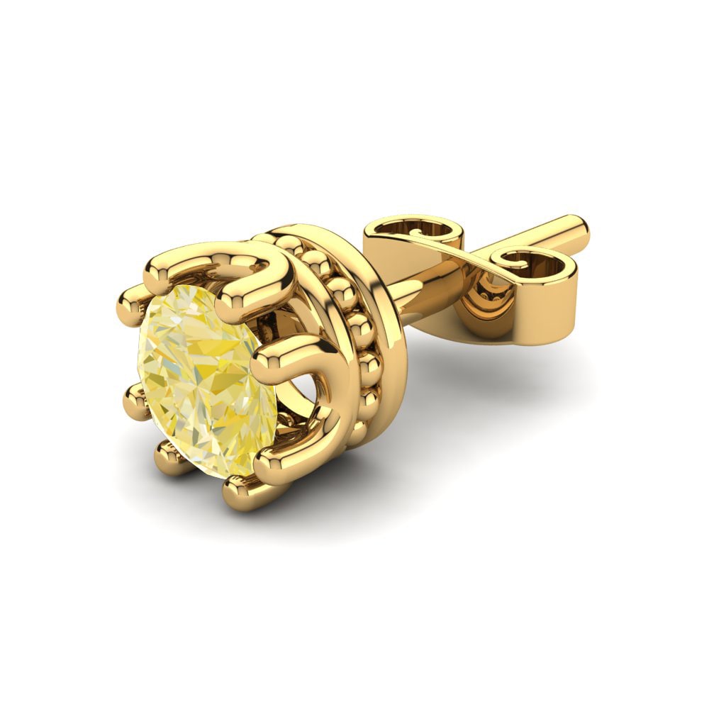 18k Oro Amarillo Diamante Amarillo Pendiente para hombre Kmetov
