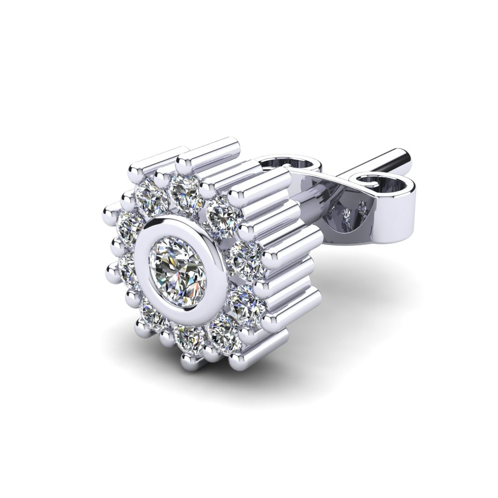9ct White Gold Moissanite Men's Earring Lean