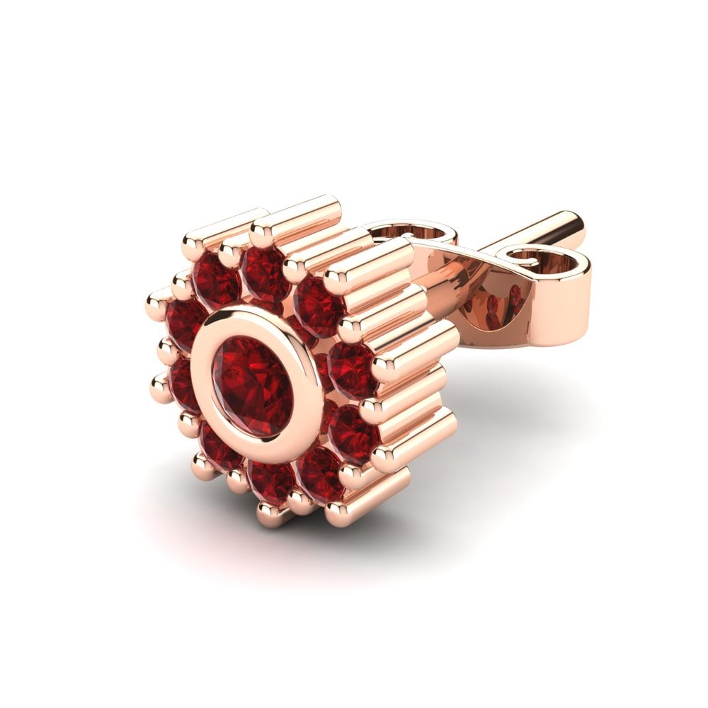 14k Oro Rosa Circonita Roja Pendiente para hombre Lean