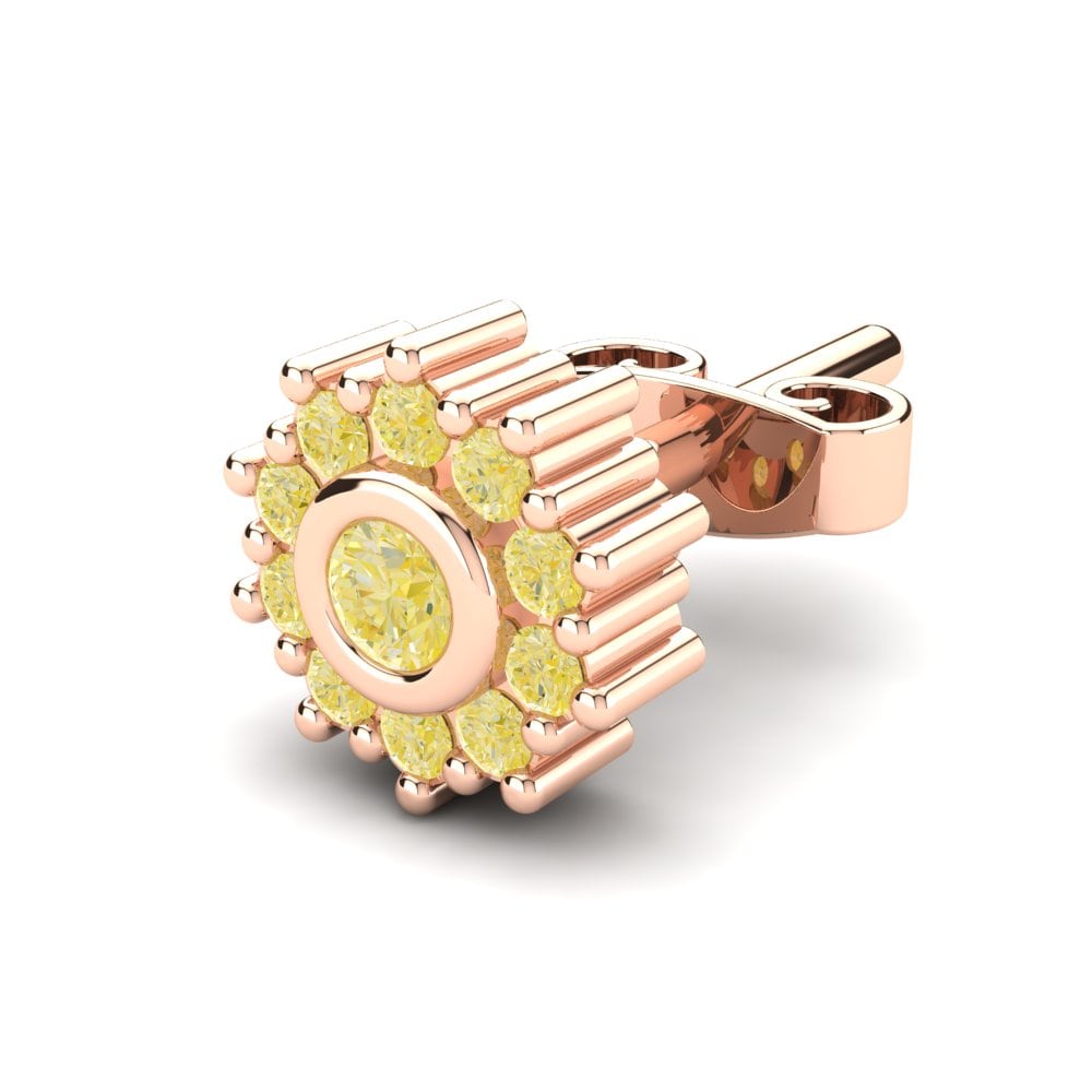 9ct Rose Gold Yellow Diamond Men's Earring Lean