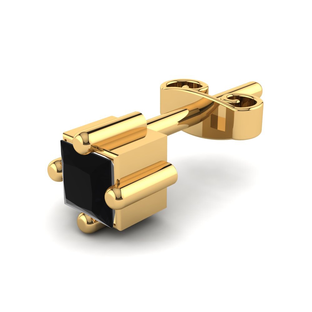 18k Oro Amarillo Diamante Negro Pendiente para hombre Plamen