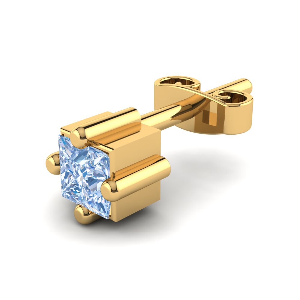 9k Oro Amarillo Diamante Azul Pendiente para hombre Plamen