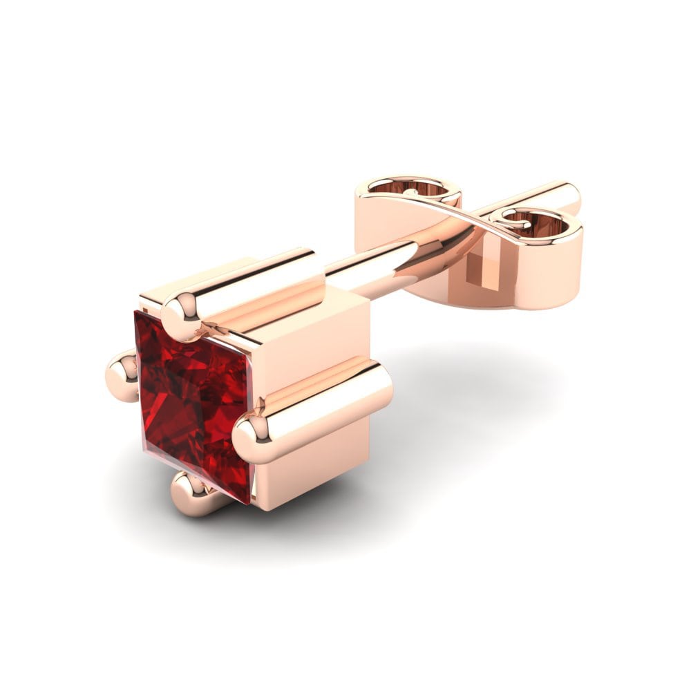 14k Oro Rosa Circonita Roja Pendiente para hombre Plamen
