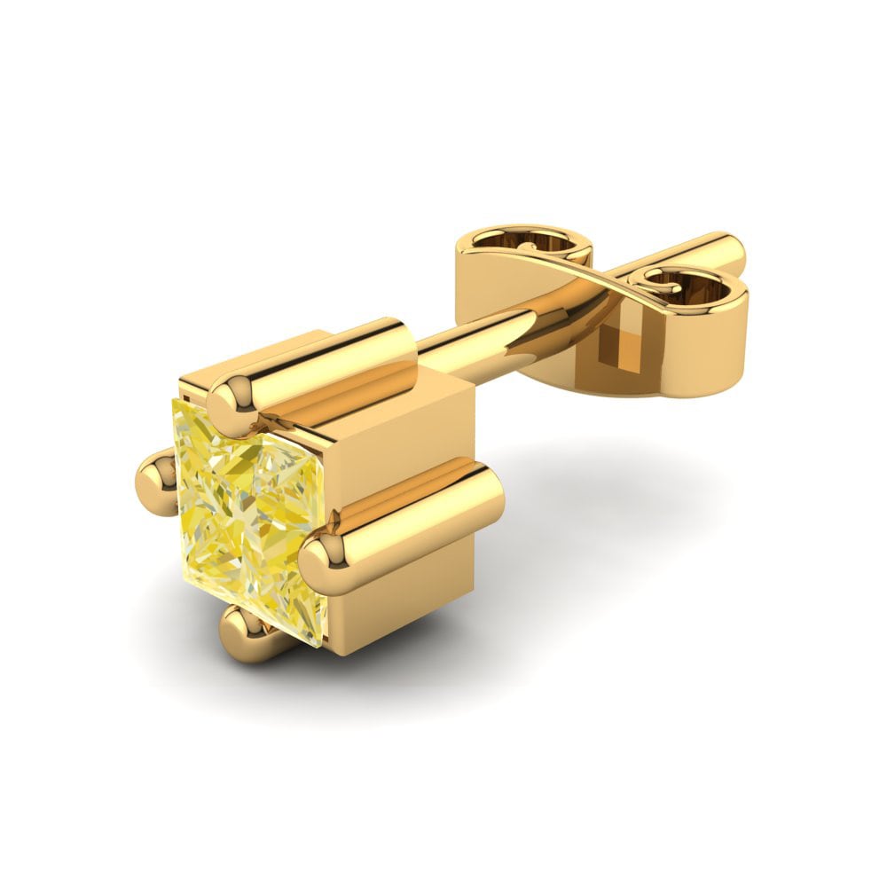 18k Oro Amarillo Diamante Amarillo Pendiente para hombre Plamen