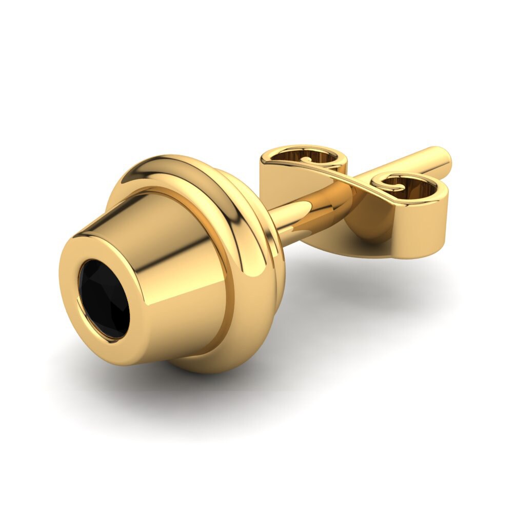 14k Oro Amarillo Ónix Negro Pendiente para hombre Raysko