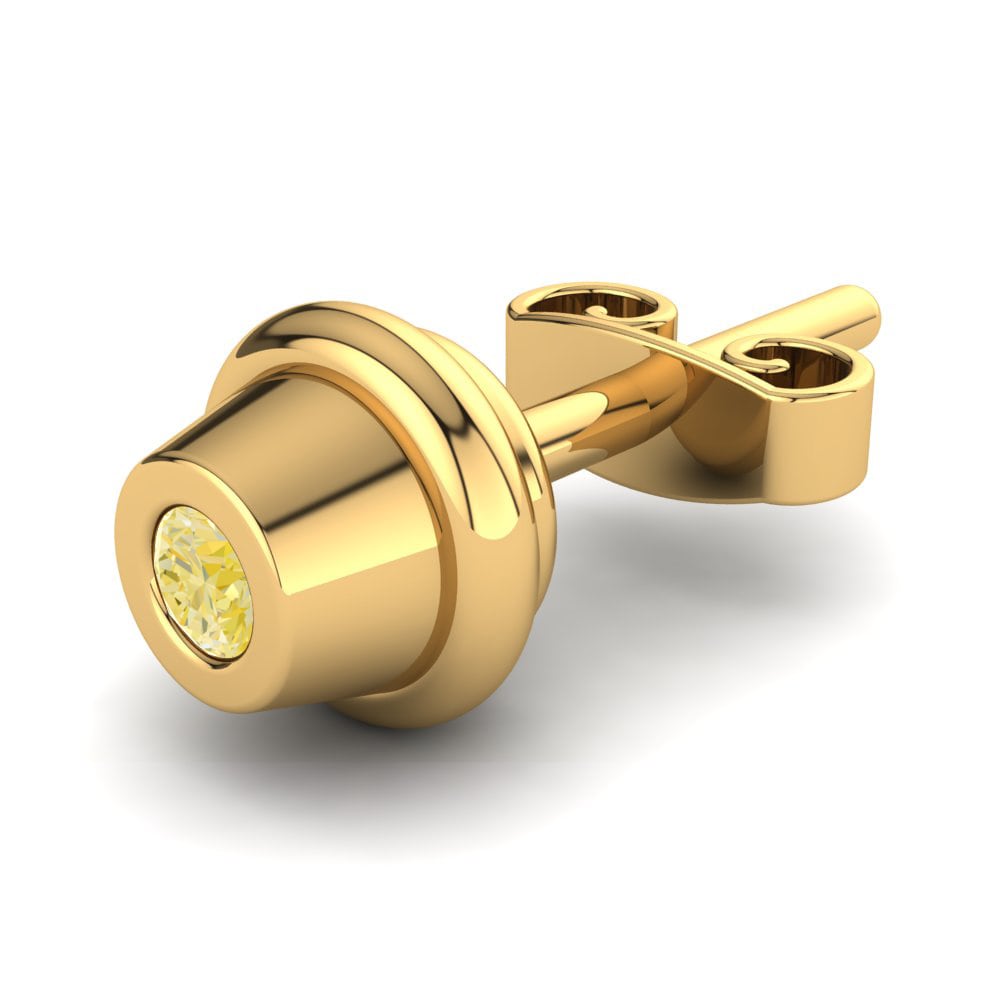 18k Oro Amarillo Diamante Amarillo Pendiente para hombre Raysko