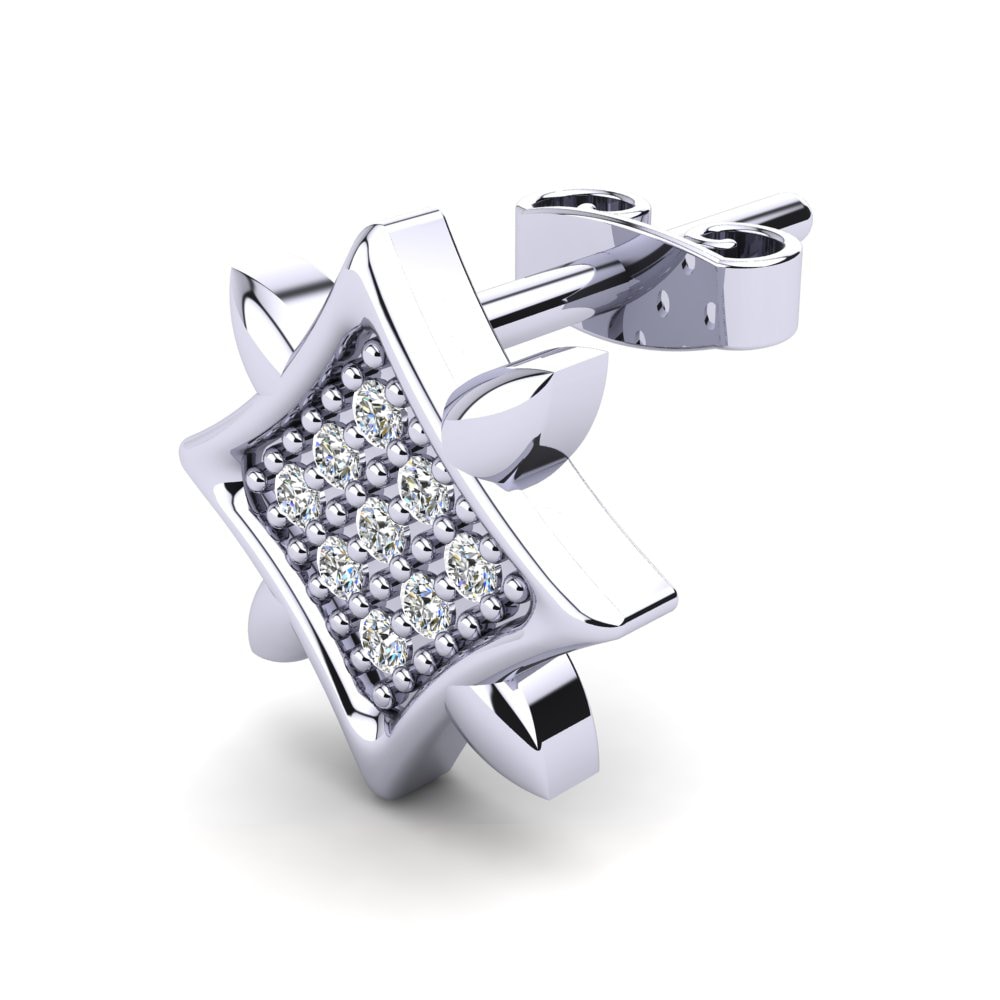 9ct White Gold Moissanite Men's Earring Rusuma