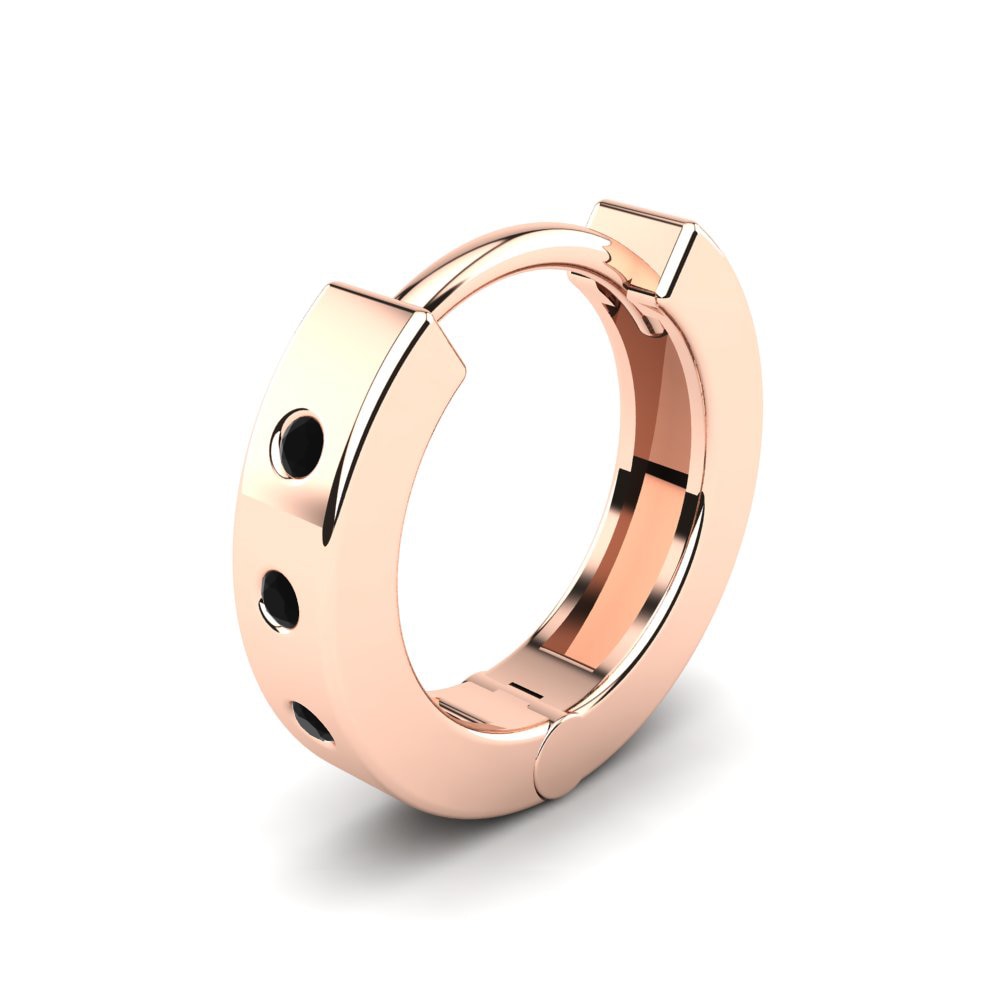 Pendientes 14k Oro Rosa Zafiro negro Hoops
