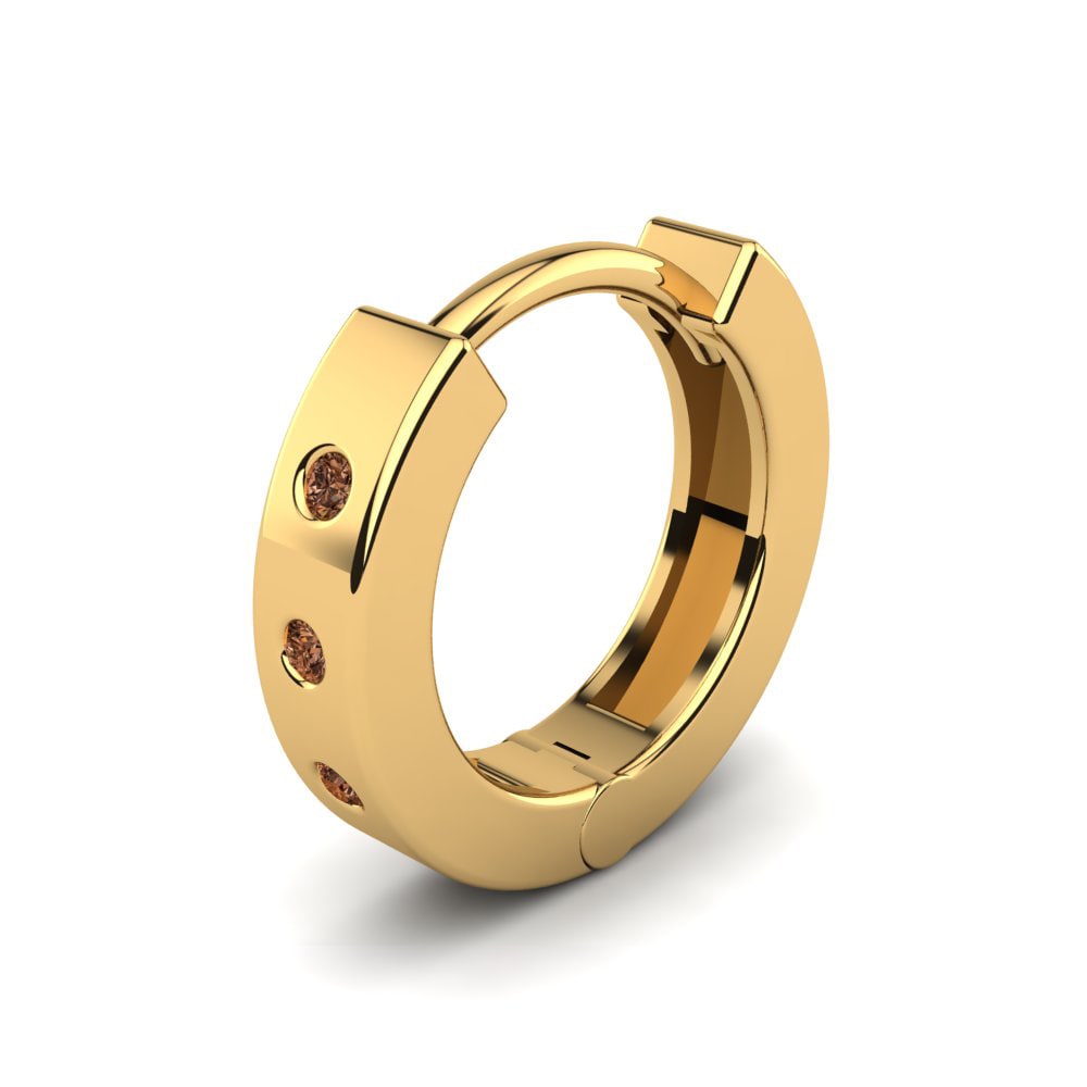 Hoops Hnědý diamant 585 Žluté zlato Náušnice