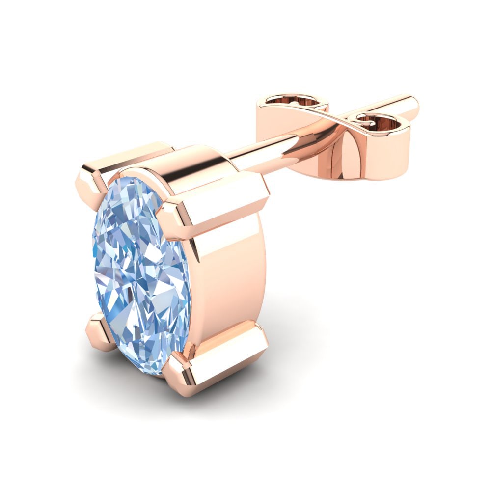 585 Červené zlato Modrý diamant Pánské náušnice Tybalt