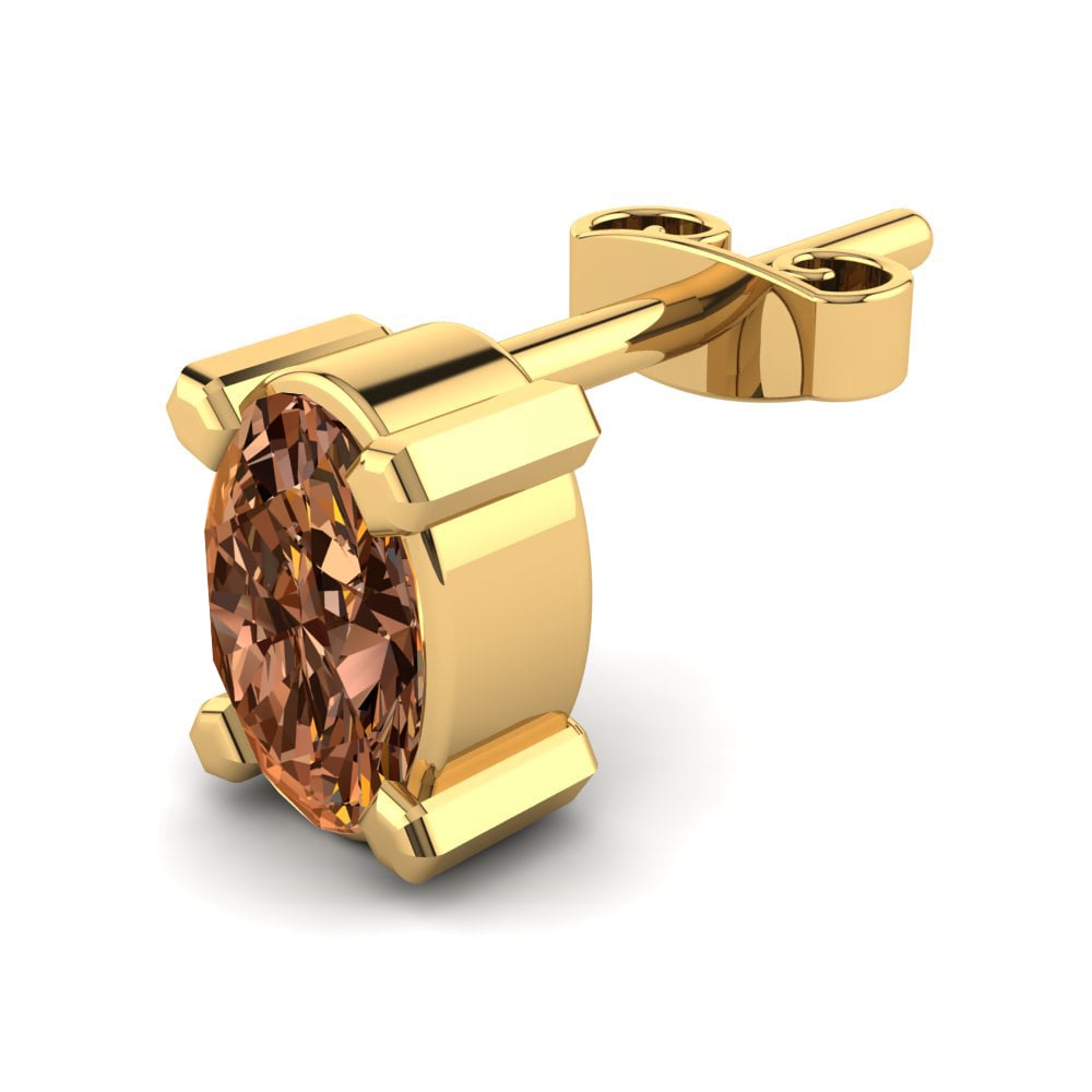 585 Žluté zlato Hnědý diamant Pánské náušnice Tybalt