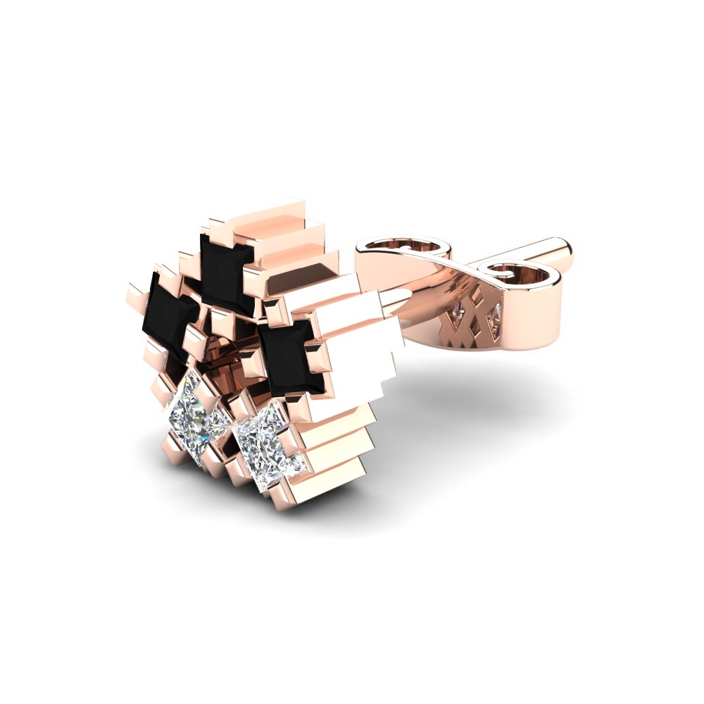 18ct Rose Gold Black Onyx Men's Earring Wulfric