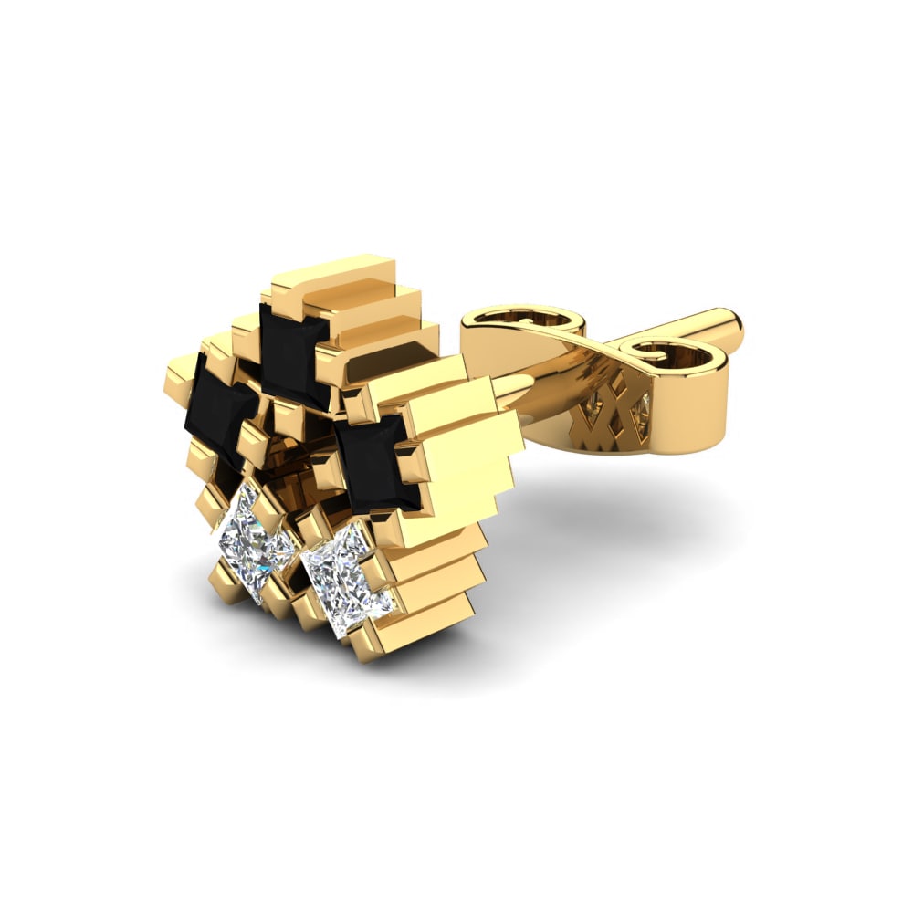 14k Oro Amarillo Ónix Negro Pendiente para hombre Wulfric
