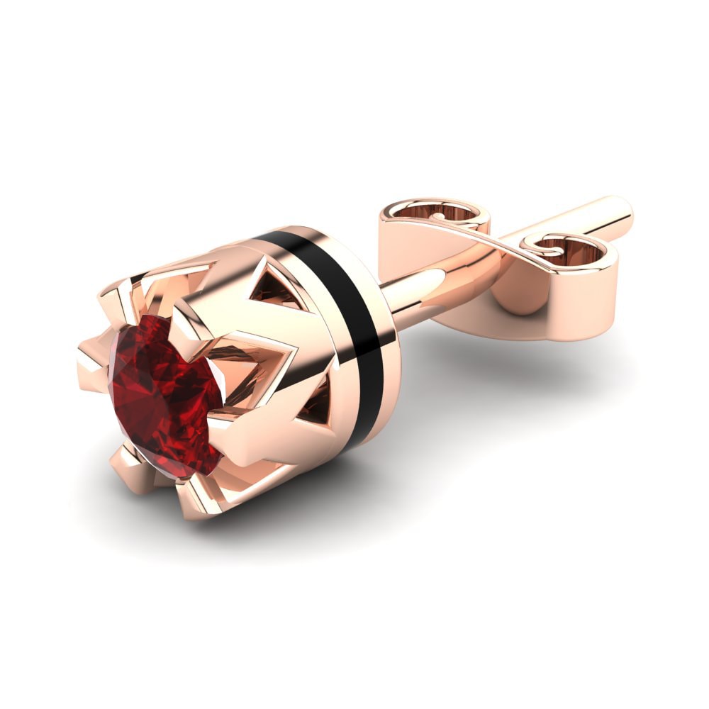 14k Oro Rosa Circonita Roja Pendiente para hombre Yorath