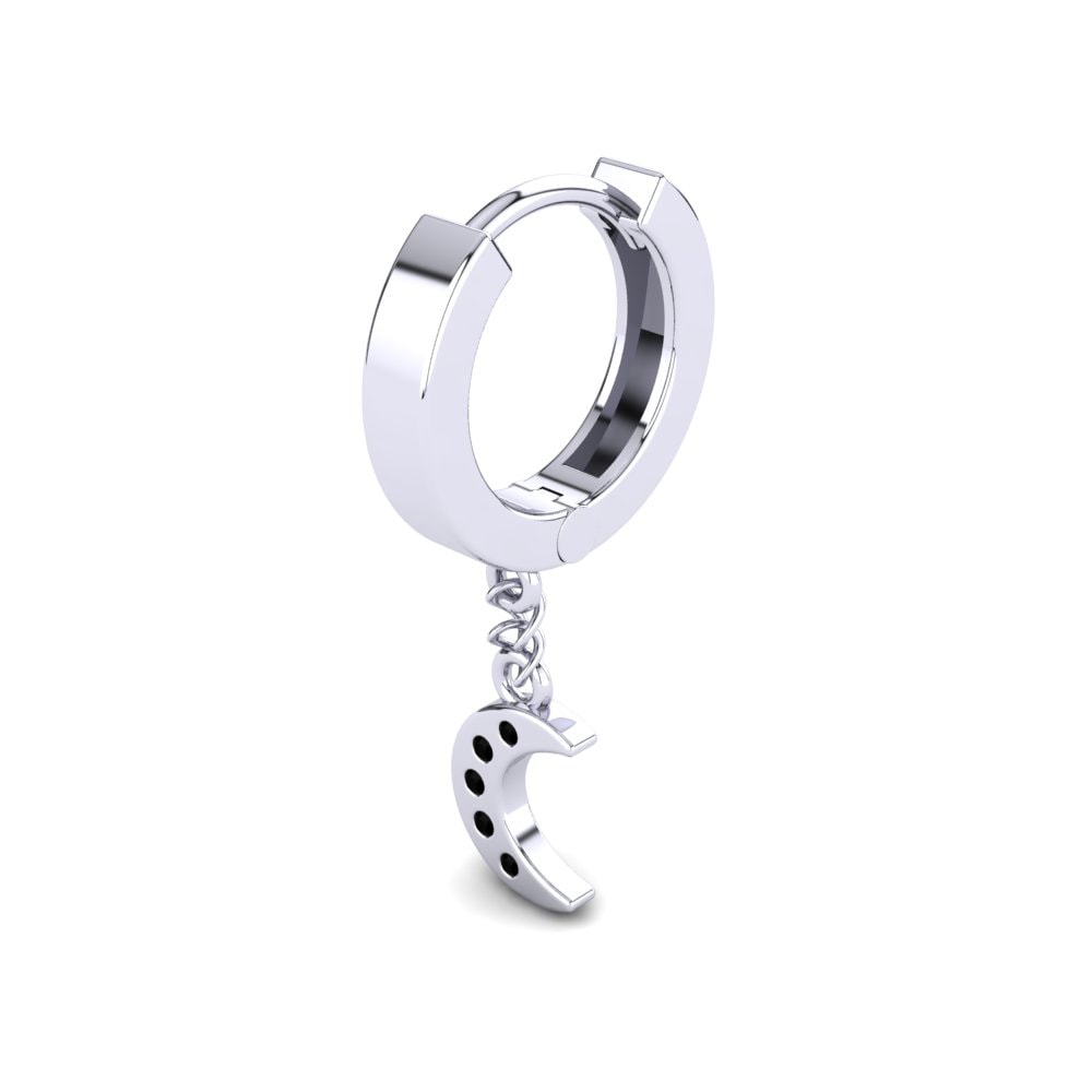 14k Oro Blanco Ónix Negro Pendiente para hombre Alcindor