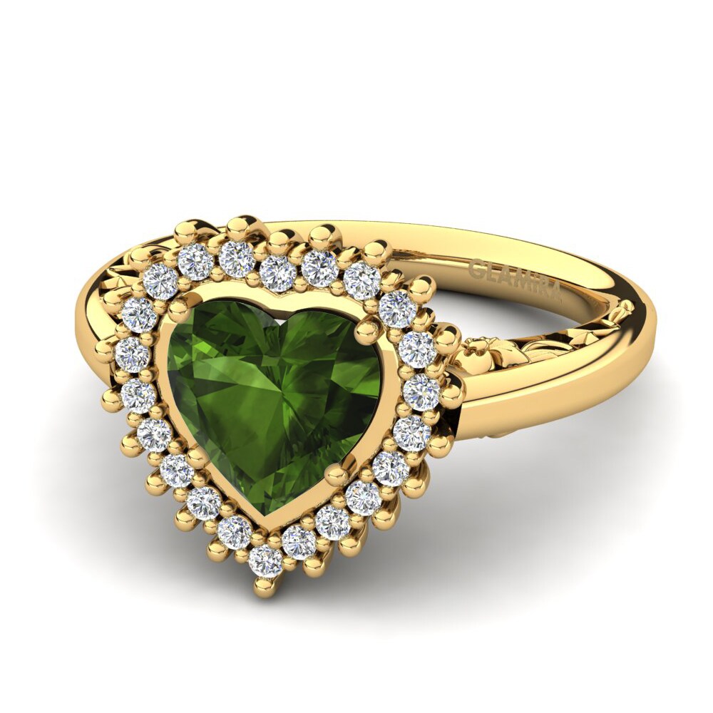14ct Yellow & White Gold Green Tourmaline Women's Ring Machi